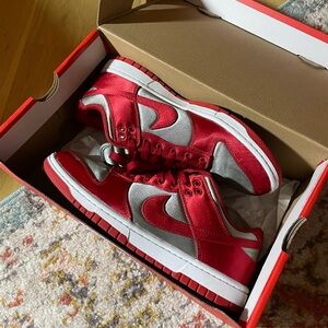 Nike Dunk Crimson and Silver Shoes